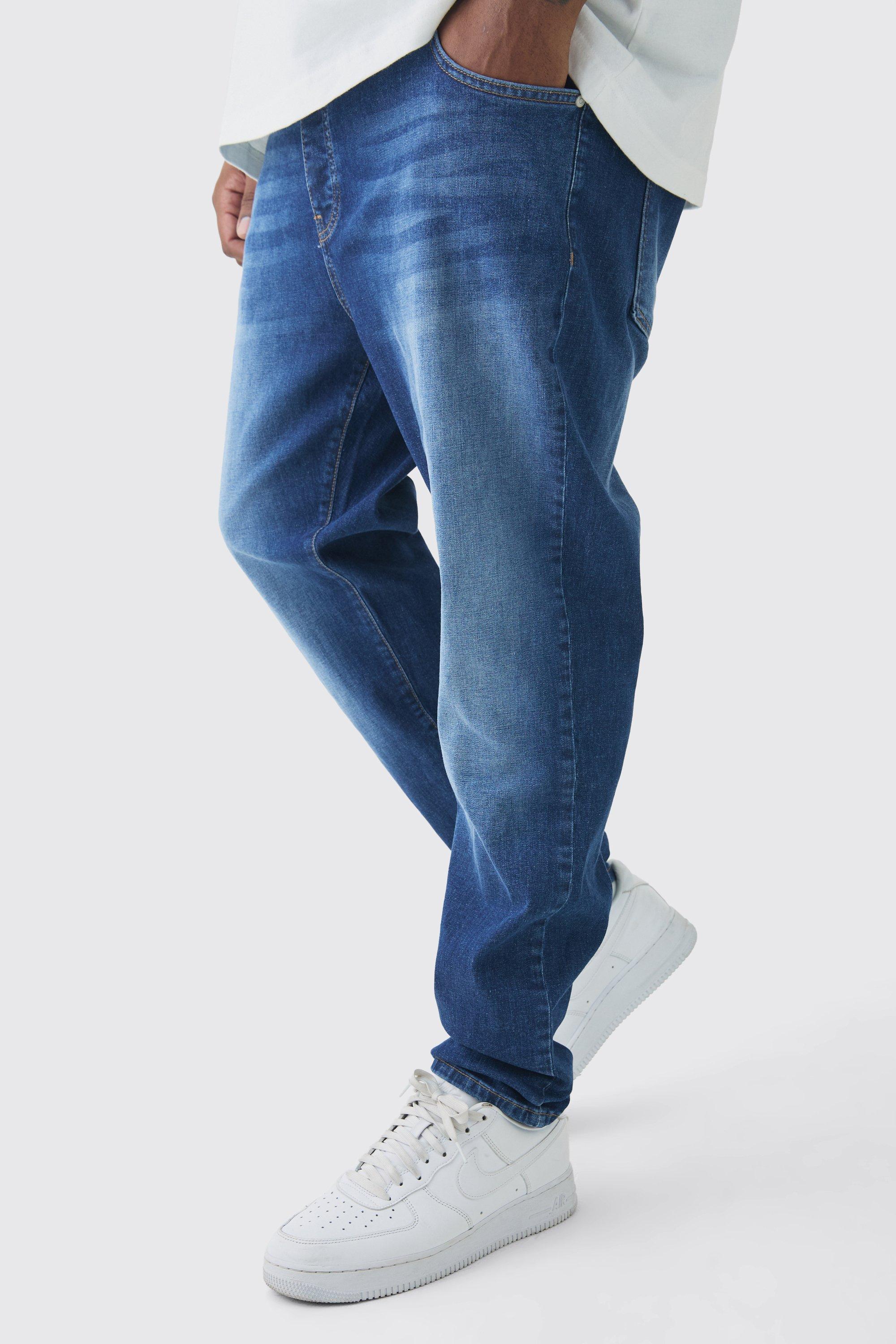 Mens Blue Plus Skinny Stretch Tinted Jeans, Blue